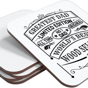 Greatest Dad Worlds Best Wood Seller Vintage Style Limited Edition Coaster Unique Fun Fathers Gift - Made in UK